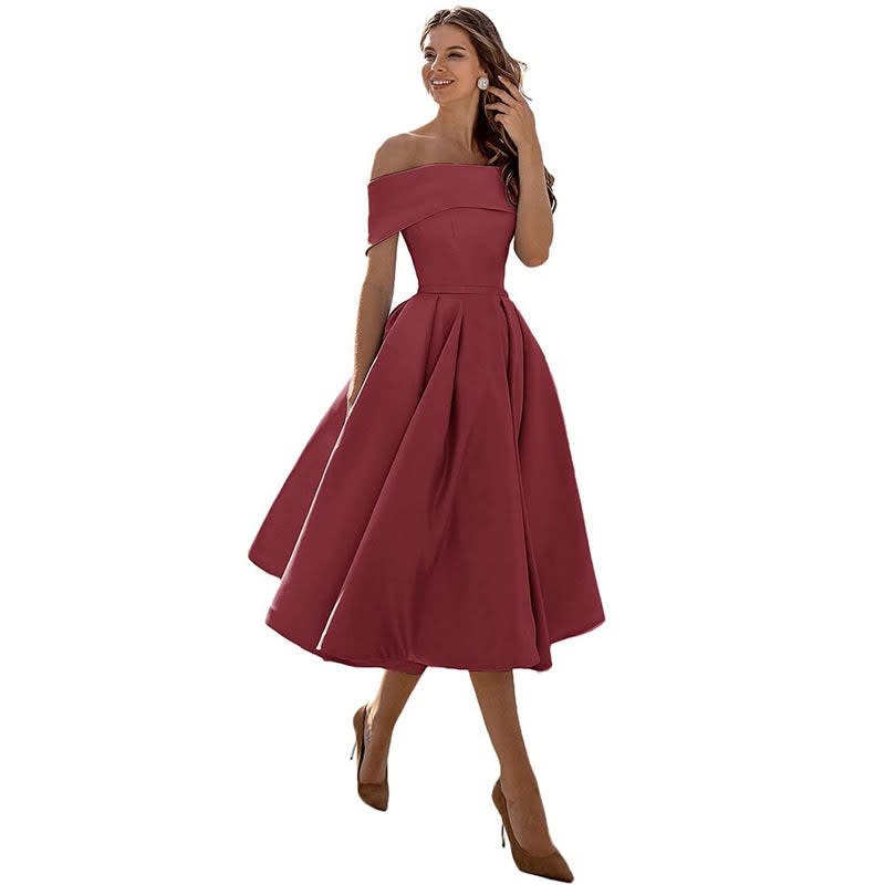 Women's Satin Off-Shoulder Homecoming Dress | Eleanor_13