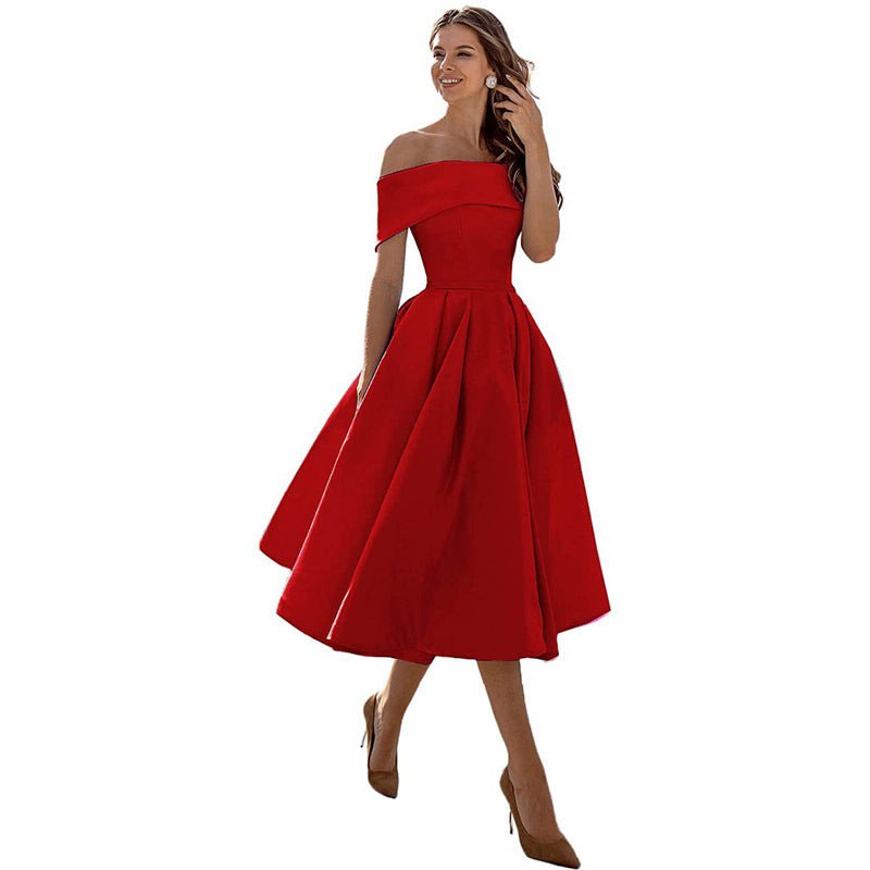 Women's Satin Off-Shoulder Homecoming Dress | Eleanor_14