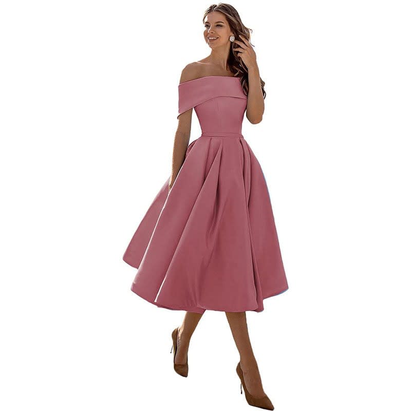 Women's Satin Off-Shoulder Homecoming Dress | Eleanor_1