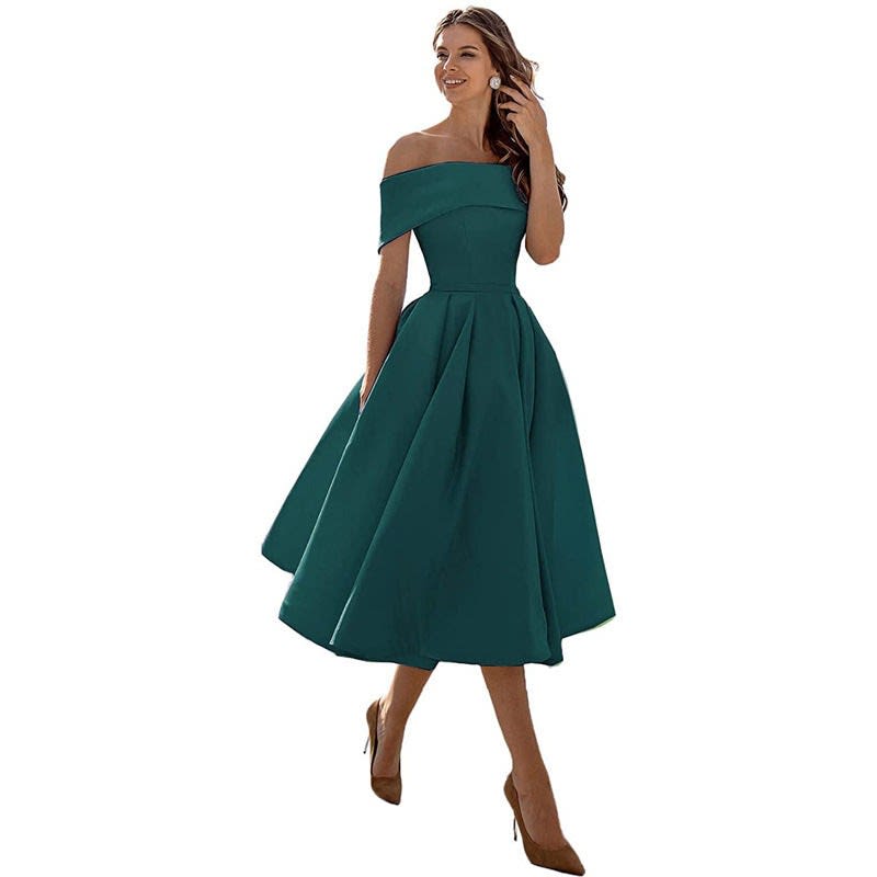 Women's Satin Off-Shoulder Homecoming Dress | Eleanor_3