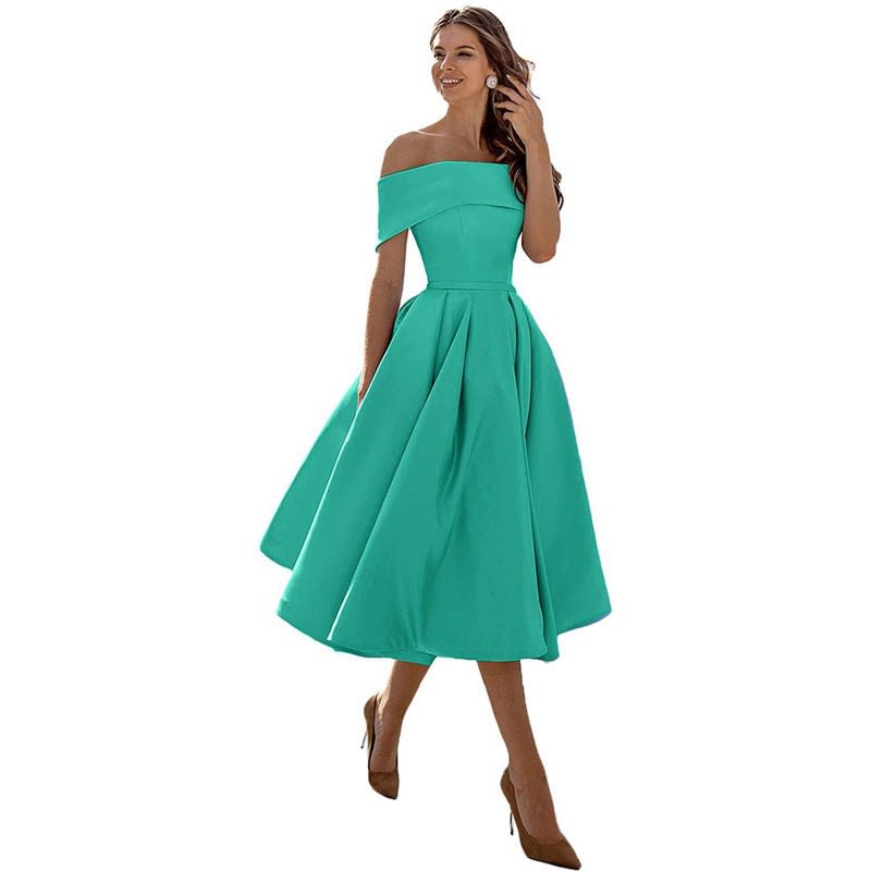 Women's Satin Off-Shoulder Homecoming Dress | Eleanor_6