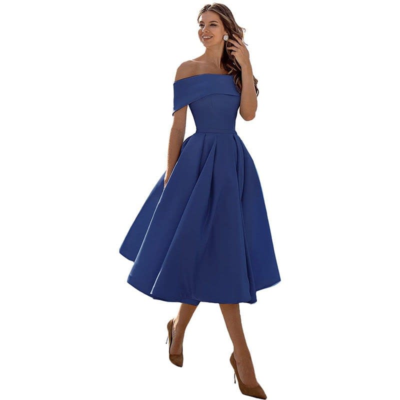 Women's Satin Off-Shoulder Homecoming Dress | Eleanor_9