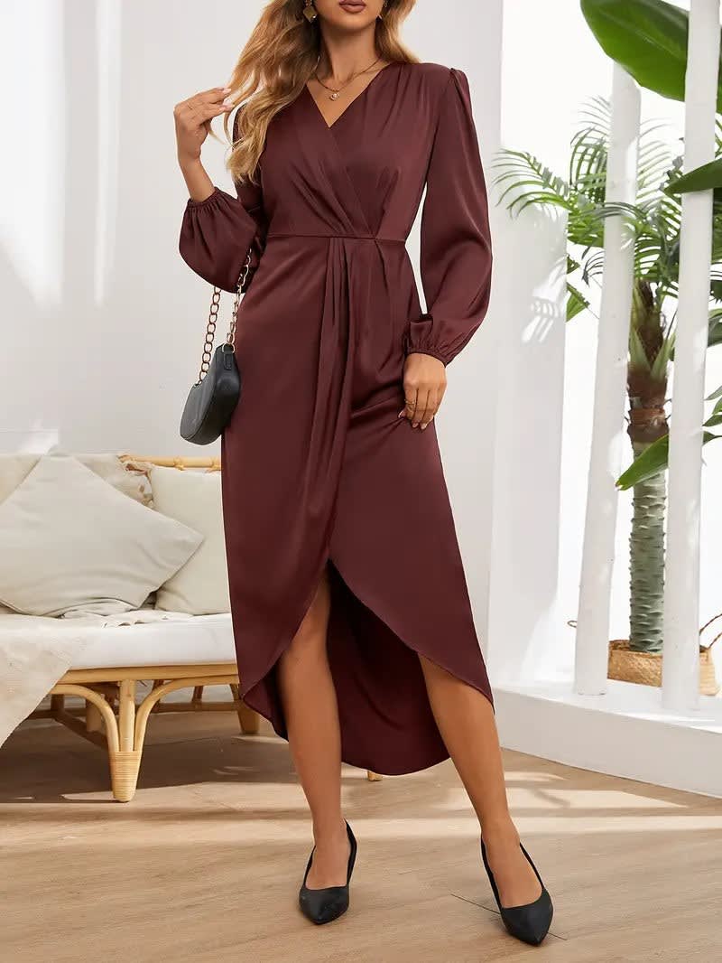 Women's Satin Wrap Homecoming Dress | Christina Harrison_4