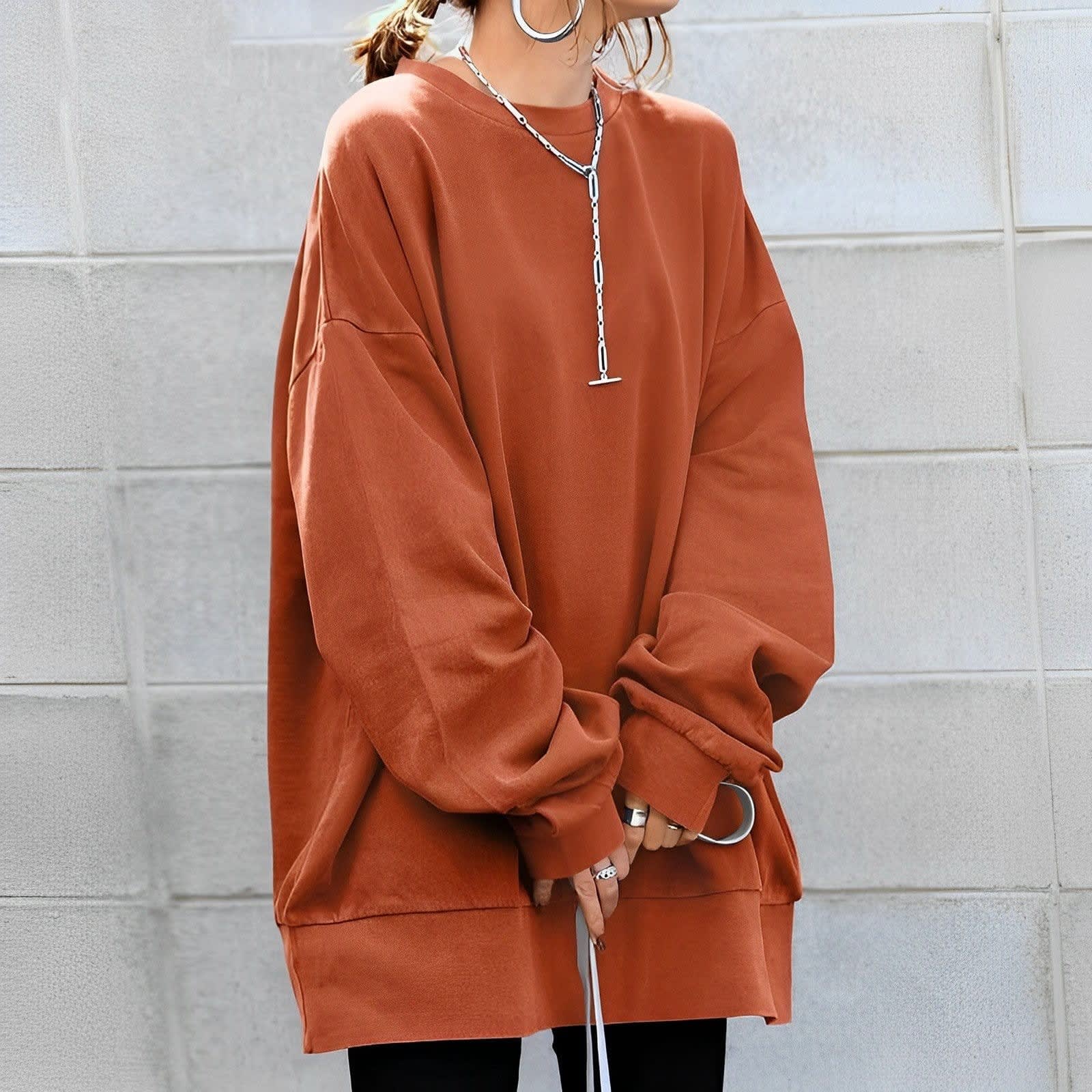 Women's Oversized Crew Neck Sweatshirt | Isobel_5