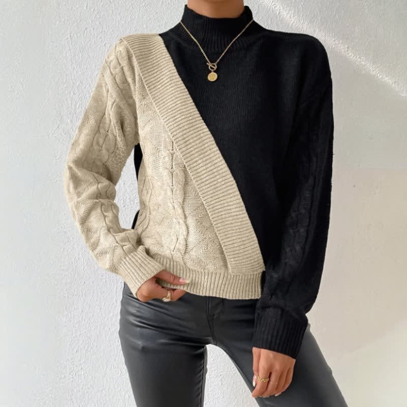 Women's Color Block Cable Knit Jumper | Molly_1