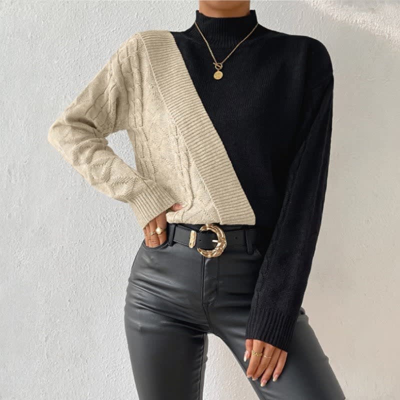 Women's Color Block Cable Knit Jumper | Molly_3
