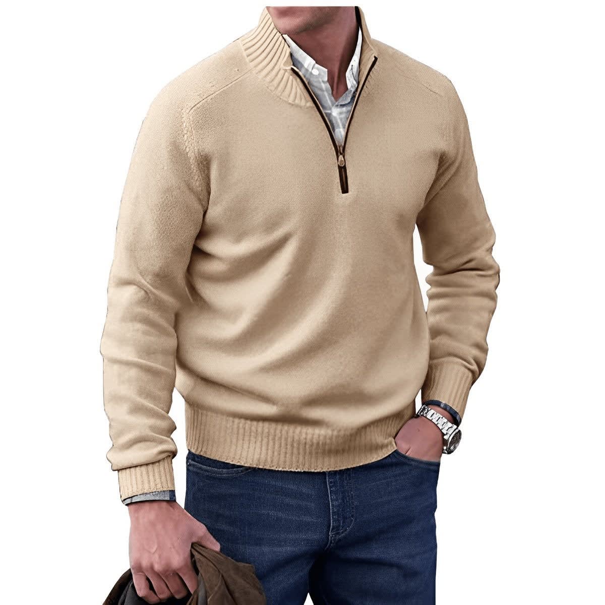Men's Regular Fit Quarter Zip Knit Jumper | Barnaby_2