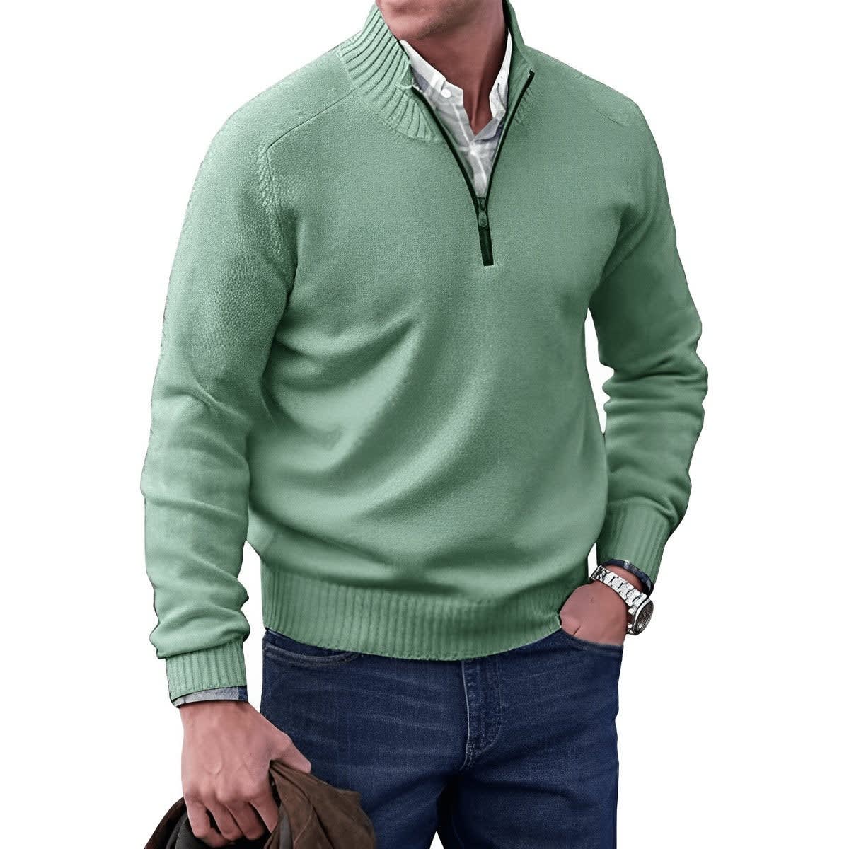 Men's Regular Fit Quarter Zip Knit Jumper | Barnaby_4