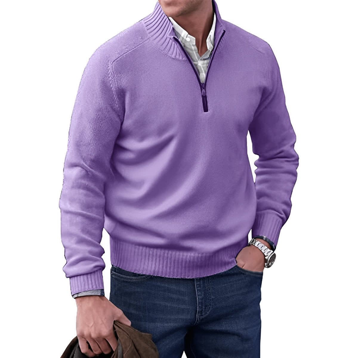 Men's Regular Fit Quarter Zip Knit Jumper | Barnaby_6