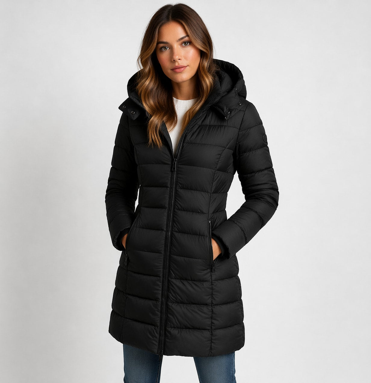 Women's Longline Hooded Puffer Jacket | Philomena_4
