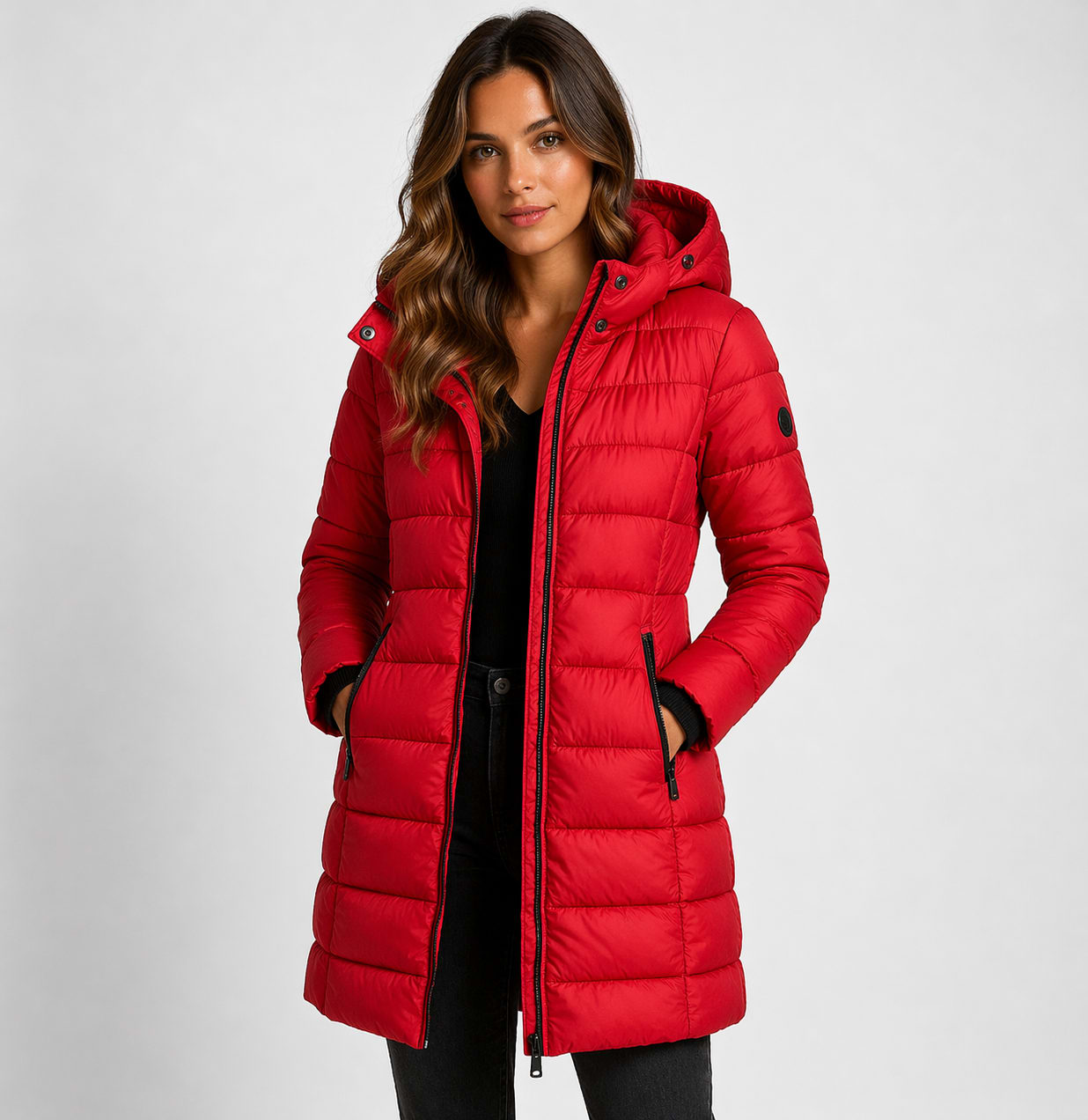 Women's Longline Hooded Puffer Jacket | Philomena_5