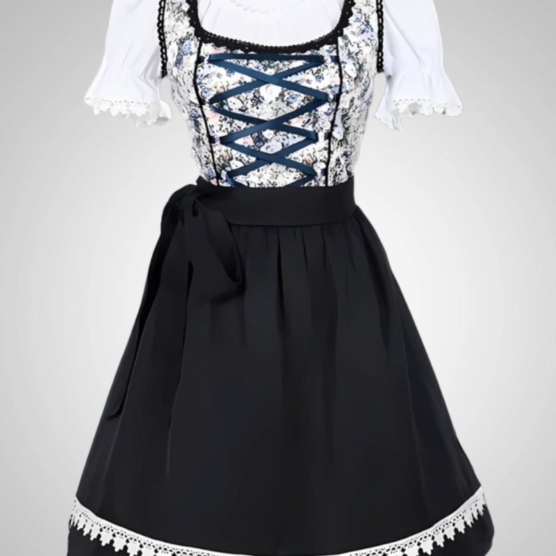 Women's Floral Dirndl Midi Dress with Apron | Dinah_1