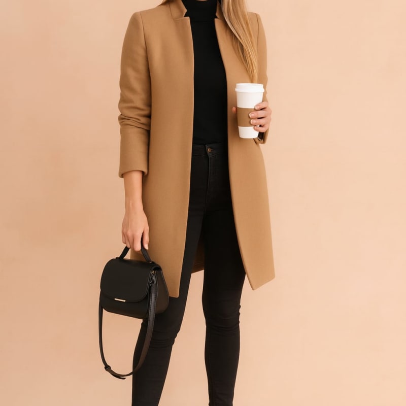 Women's Collarless Longline Coat | Rosaleen_1