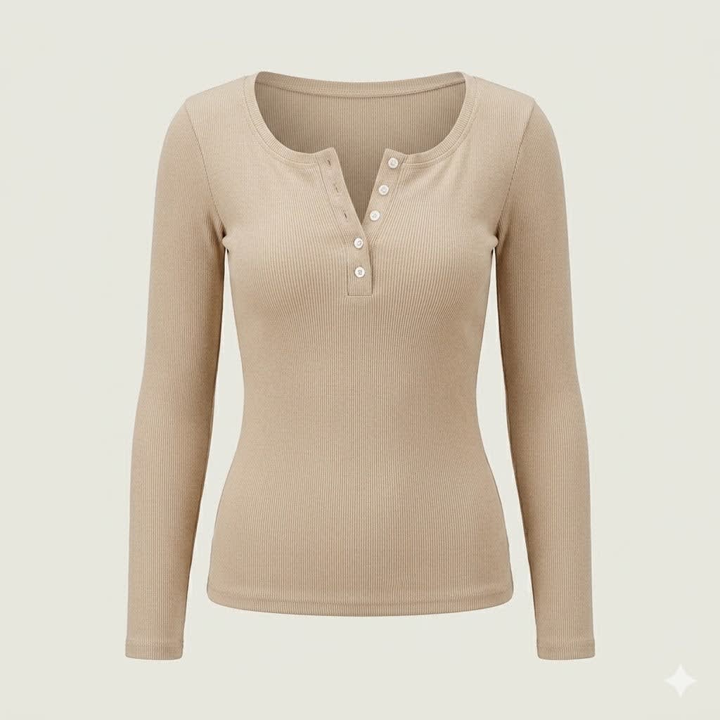Women's Ribbed Long Sleeve Top | Nona_2