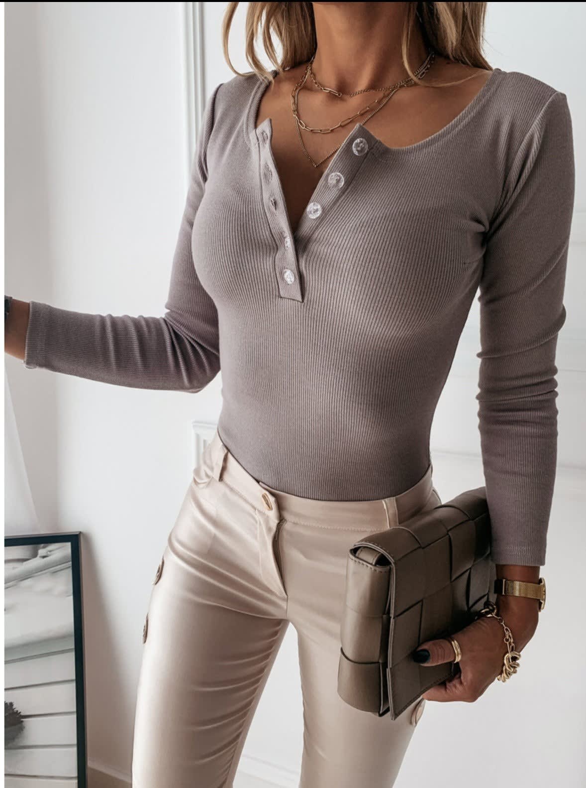 Women's Ribbed Long Sleeve Top | Nona_6
