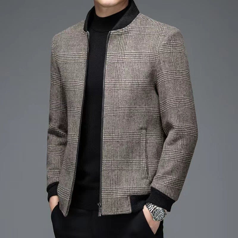 Men's Checked Wool Bomber Jacket | Wynn_4
