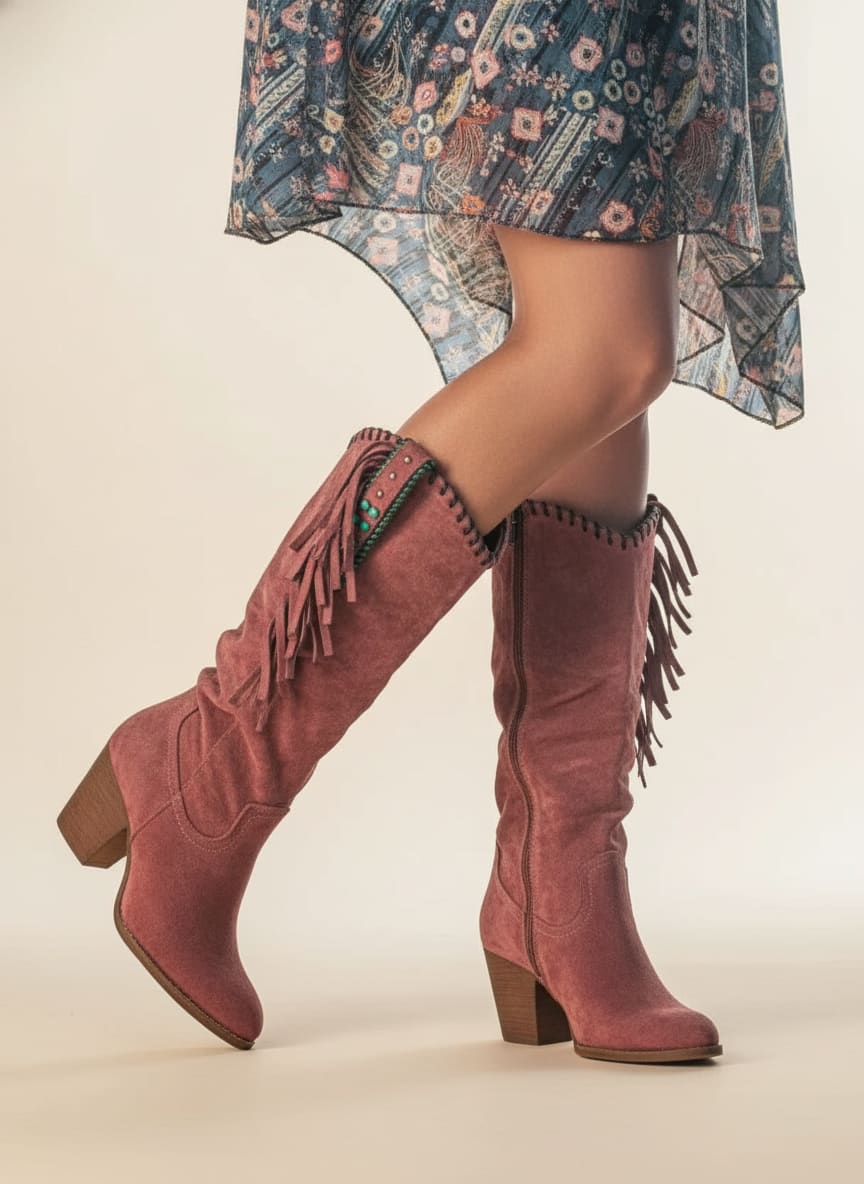 Women's Western Fringe Orthopedic Boots | Maria_6