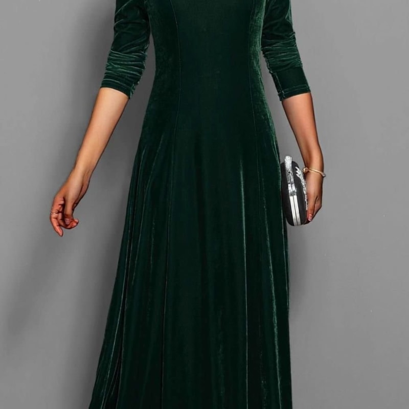 Women's Velvet A-Line Maxi Party Dress | Kirsty_1
