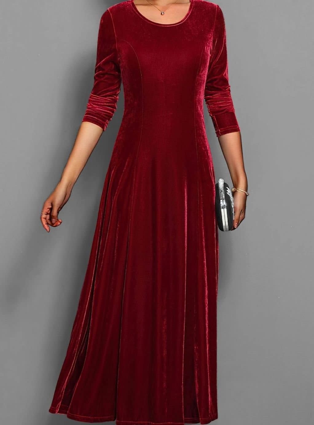 Women's Velvet A-Line Maxi Party Dress | Kirsty_2