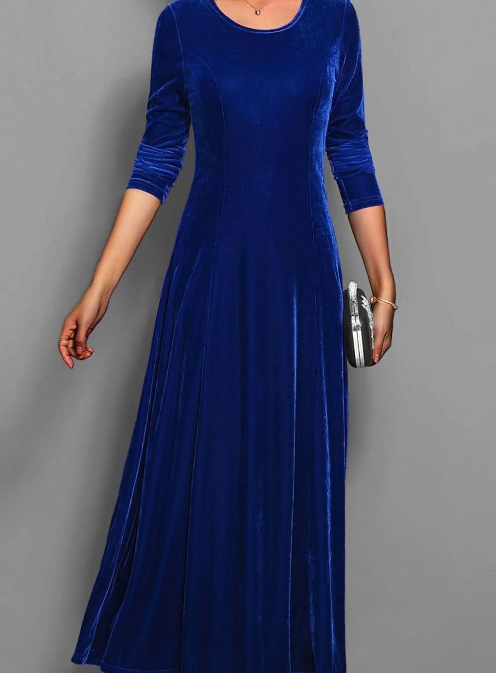 Women's Velvet A-Line Maxi Party Dress | Kirsty_3