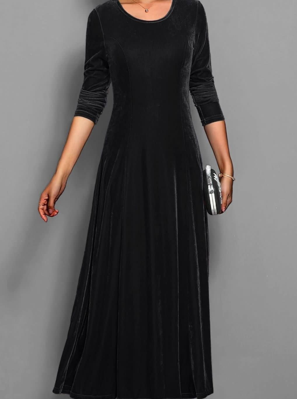 Women's Velvet A-Line Maxi Party Dress | Kirsty_4