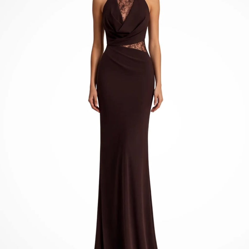 Women's Lace Halter Neck Wedding Guest Maxi Dress | Chloe Richardson_1
