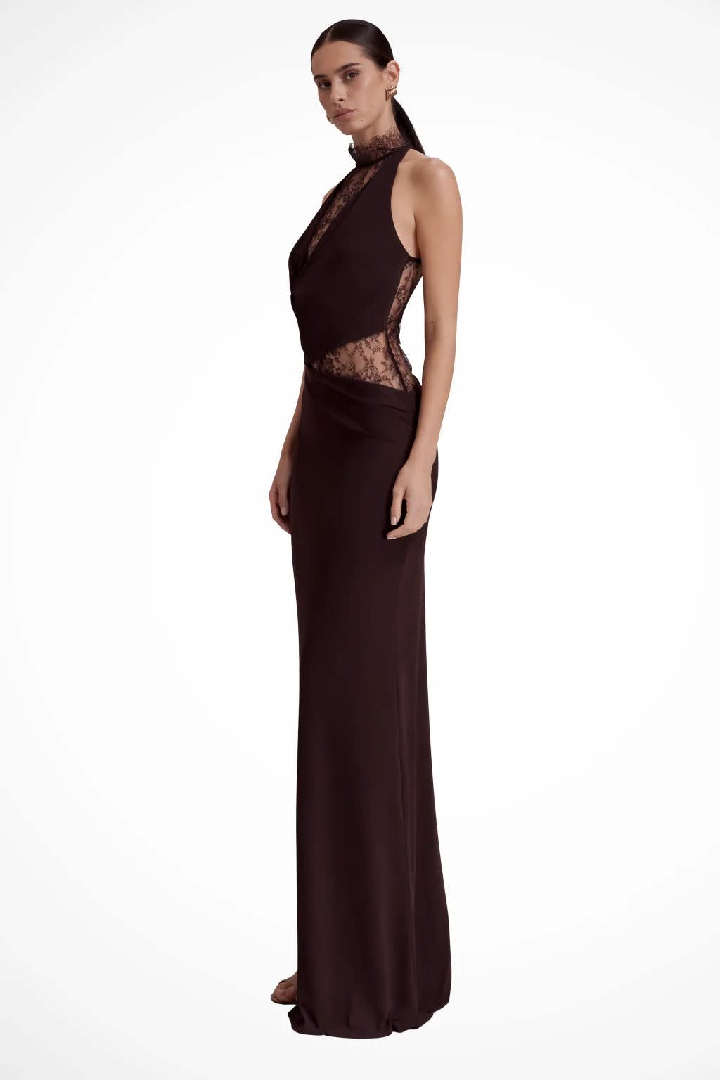 Women's Lace Halter Neck Wedding Guest Maxi Dress | Chloe Richardson_5