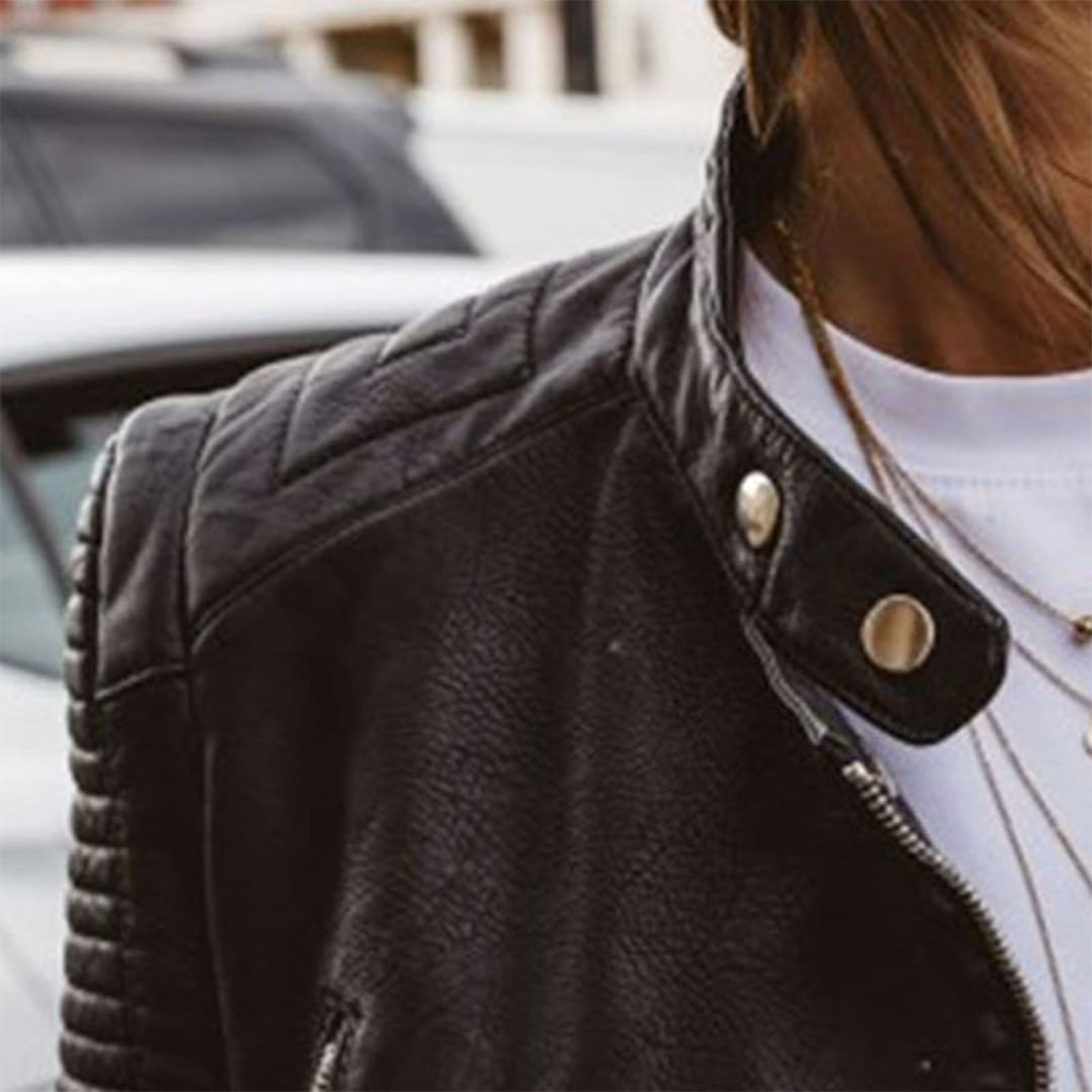 Women's Faux Leather Biker Jacket | Gwenllian_7