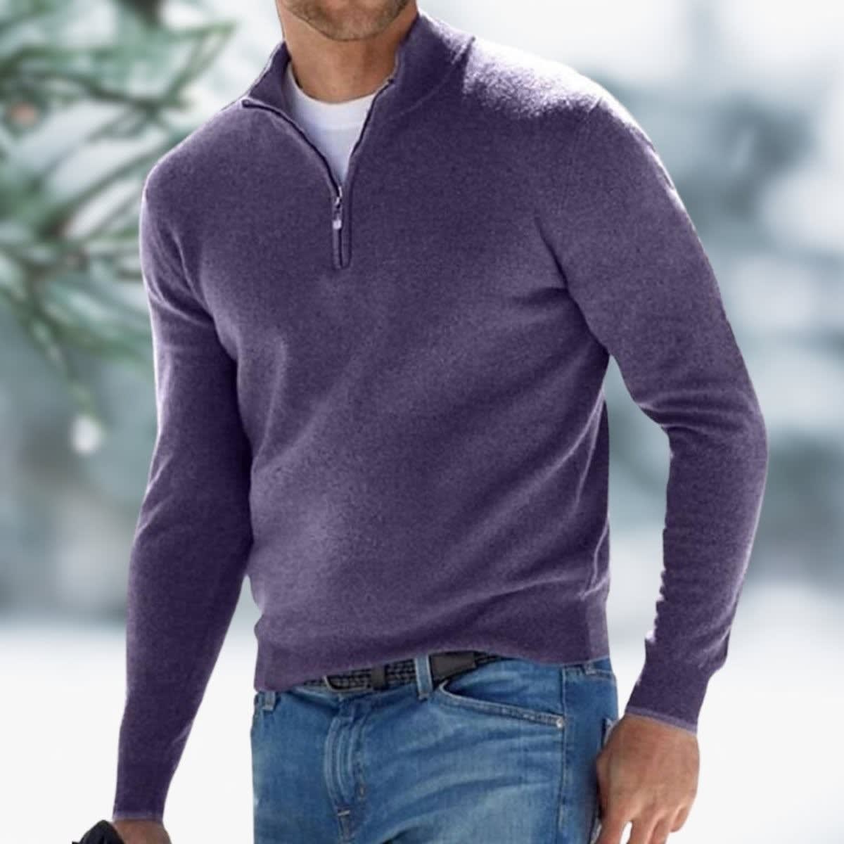 Men's Fine Knit Quarter Zip Jumper | Rowan_11