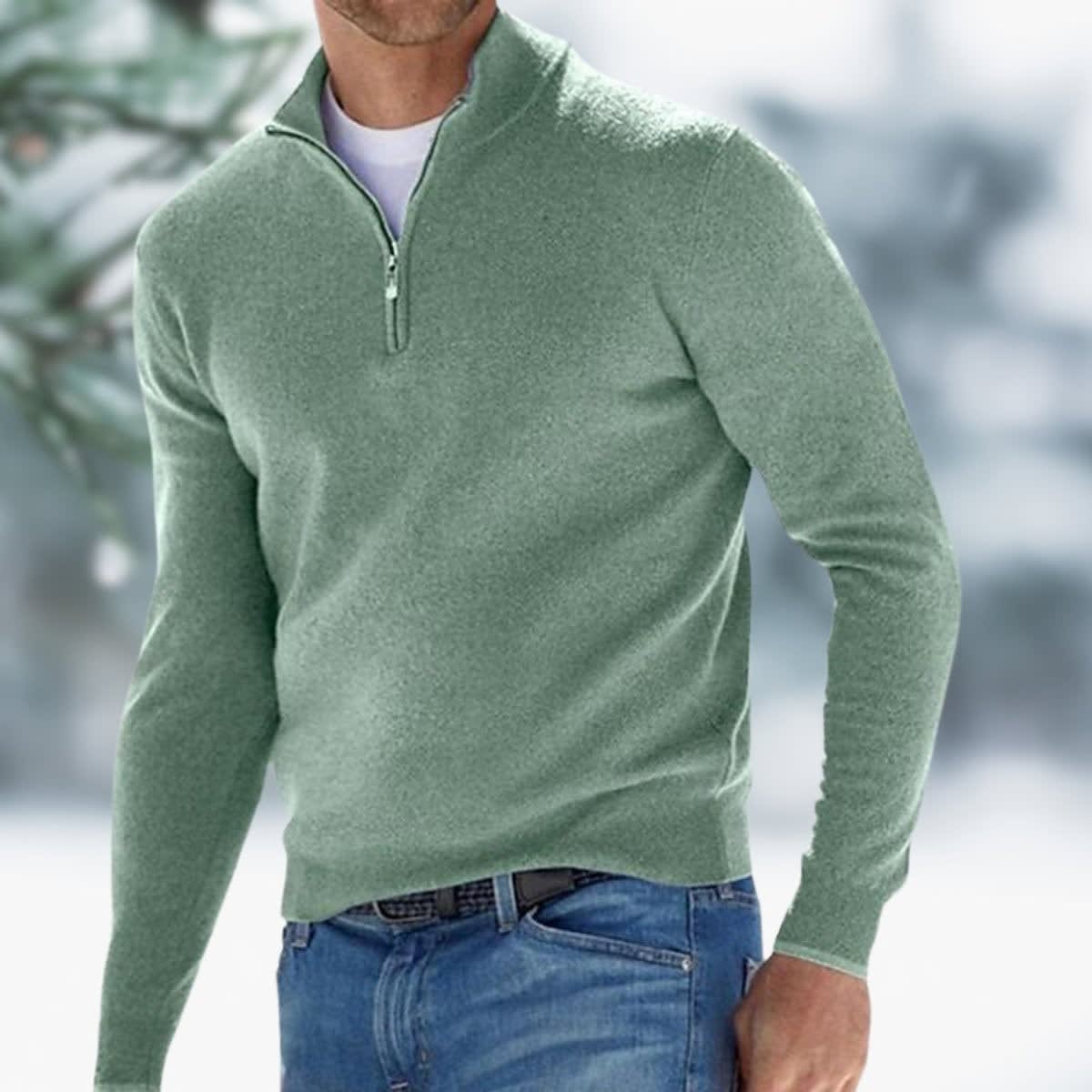 Men's Fine Knit Quarter Zip Jumper | Rowan_7