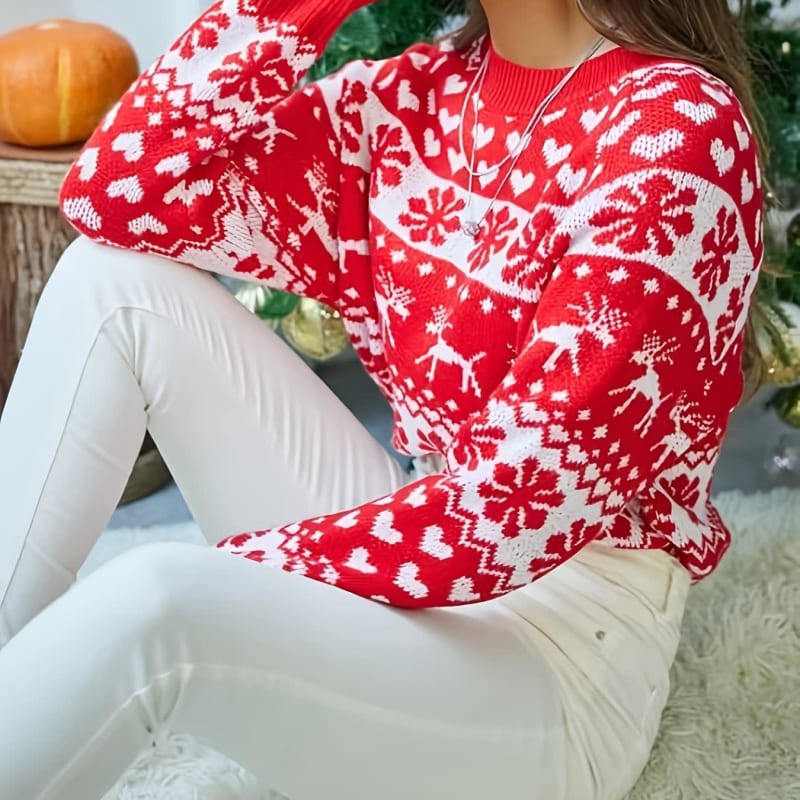 Women's Reindeer Fair Isle Christmas Jumper | Cecily_1