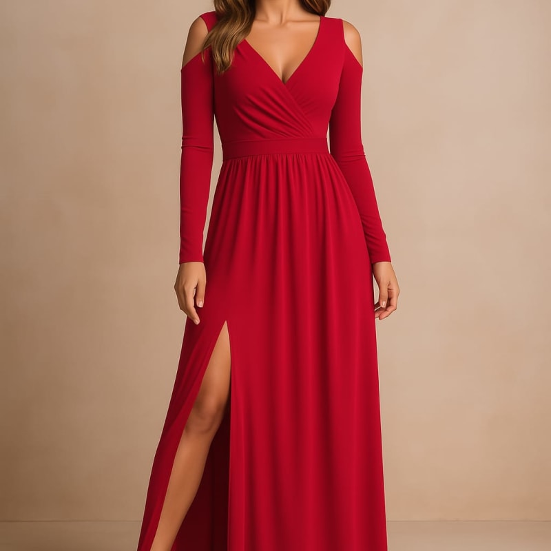 Women's V-Neck Wedding Guest Maxi Dress | Alexis Nelson_1