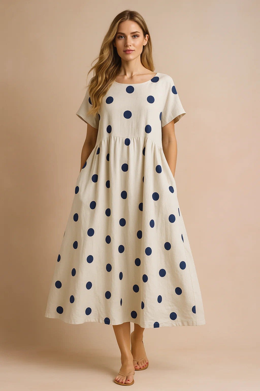 Women's Linen Floral Midi Dress | Lily Collins_8
