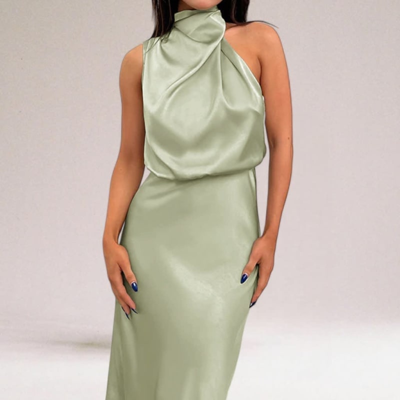 Women's Satin Halter Neck Maxi Dress | Rosalie_1