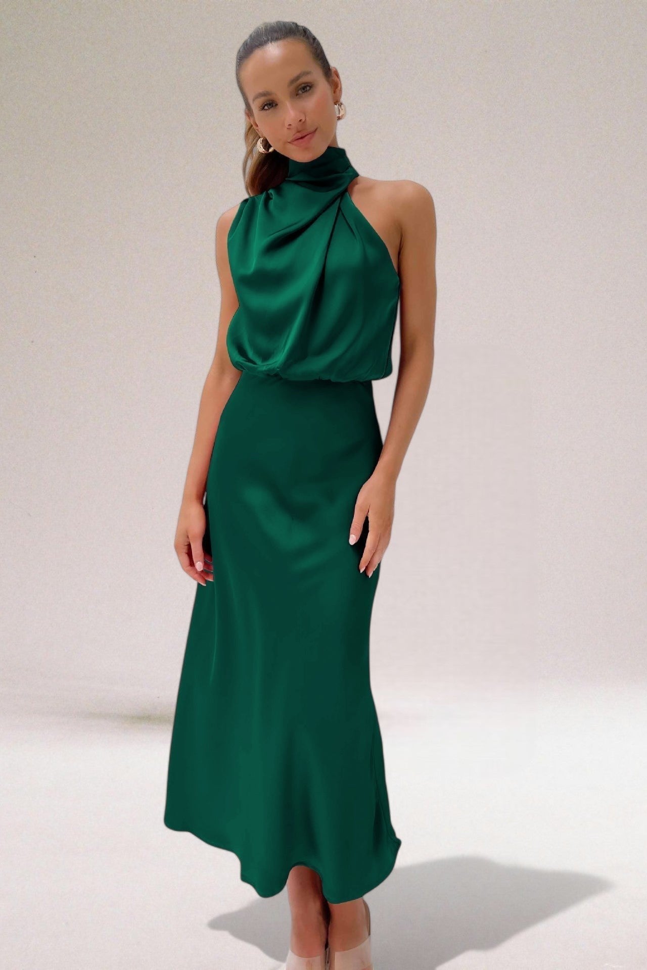 Women's Satin Halter Neck Maxi Dress | Rosalie_6