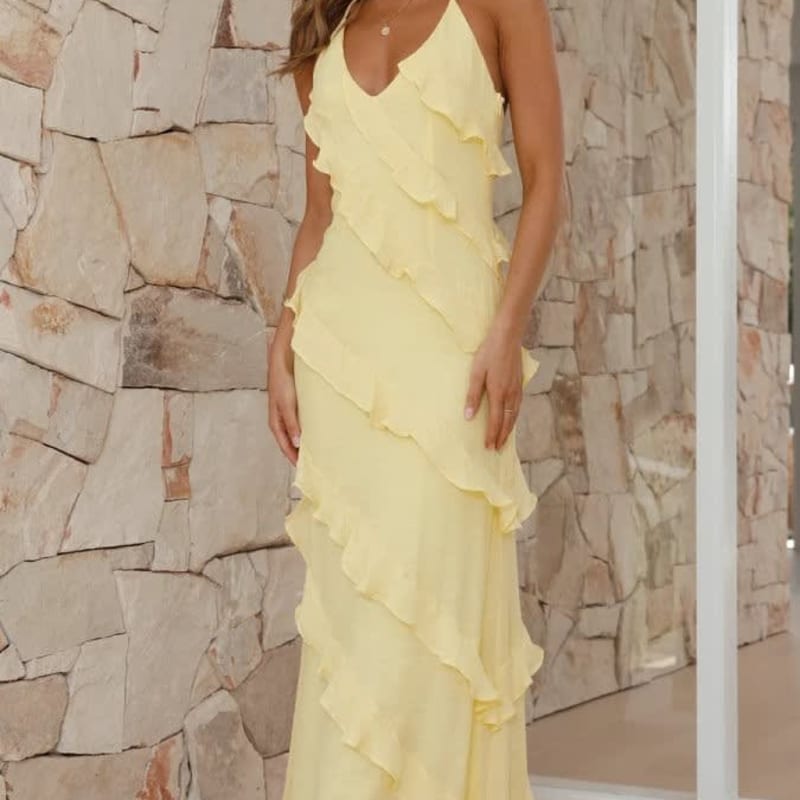Women's Halter Ruffle Maxi Hoco Dress | Gabrielle_1