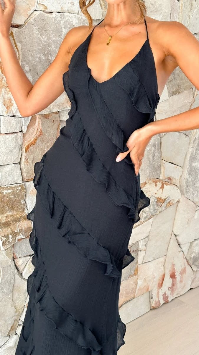 Women's Halter Ruffle Maxi Hoco Dress | Gabrielle_3