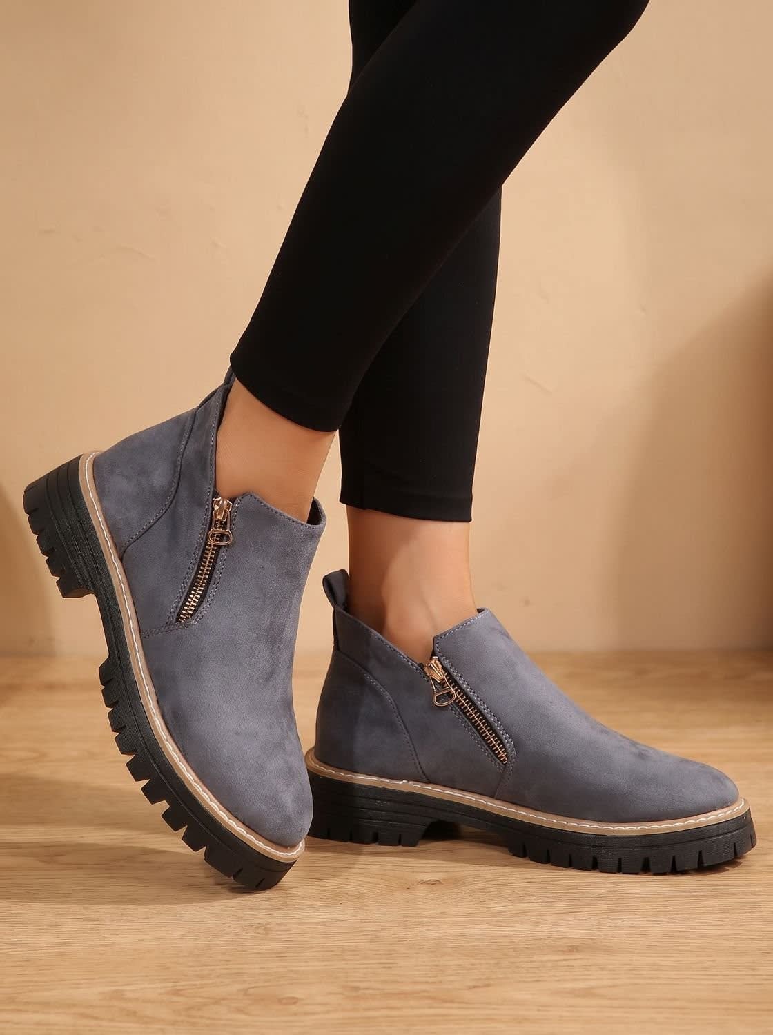 Women's Chunky Side Zip Orthopedic Boots | Ianthe_6