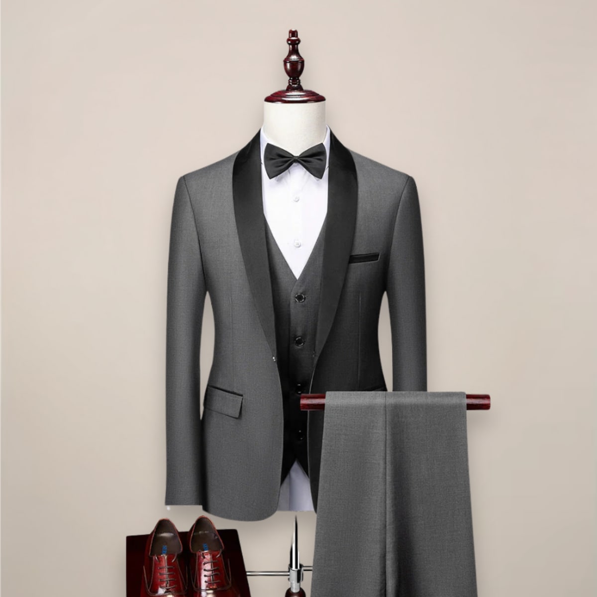 Men's Shawl Lapel Three-Piece Tuxedo | Eustace_4