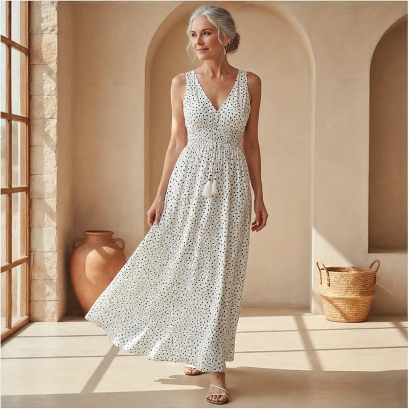 Women's Boho V-Neck Flowy Maxi Dress | Delilah_1
