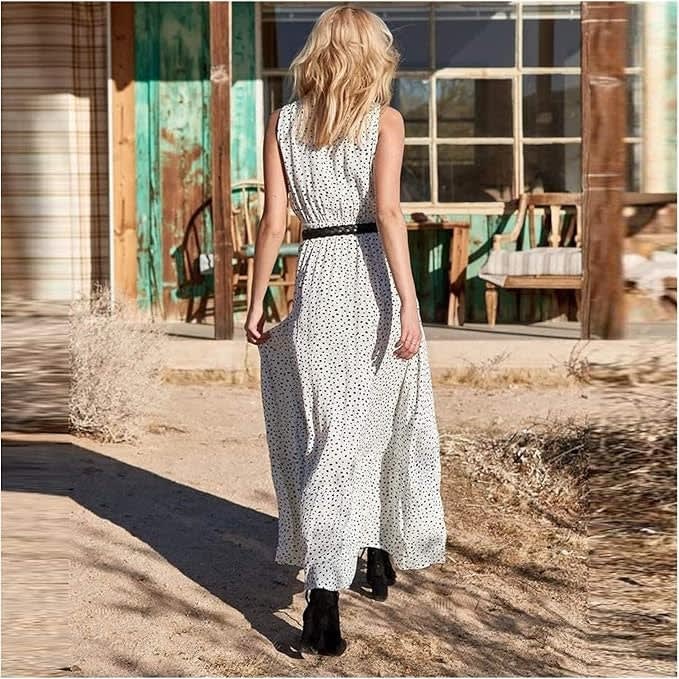 Women's Boho V-Neck Flowy Maxi Dress | Delilah_7