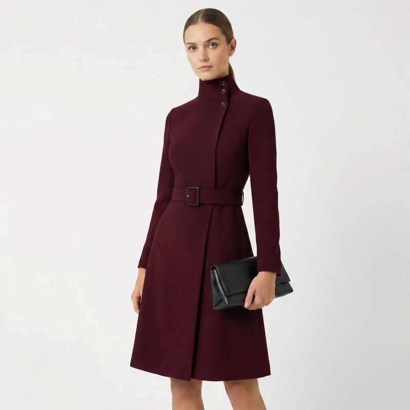 Women's Belted High Neck Midi Dress | Keturah_1