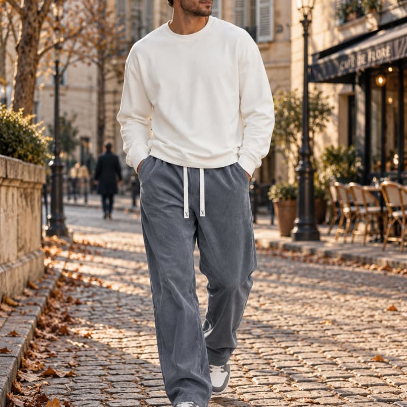 Men's Wide Leg Corduroy Trousers | Angus_1