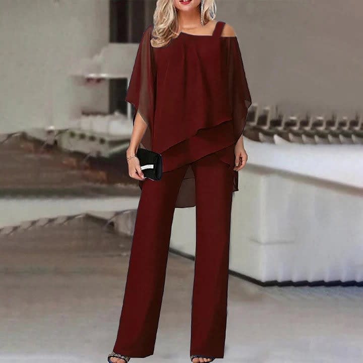 Women's Chiffon Wide Leg Two-Piece Set | Ulrica_4