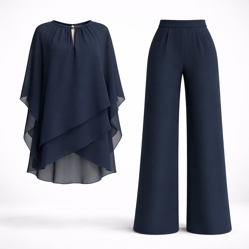 Women's Chiffon Wide Leg Two-Piece Set | Ulrica_5