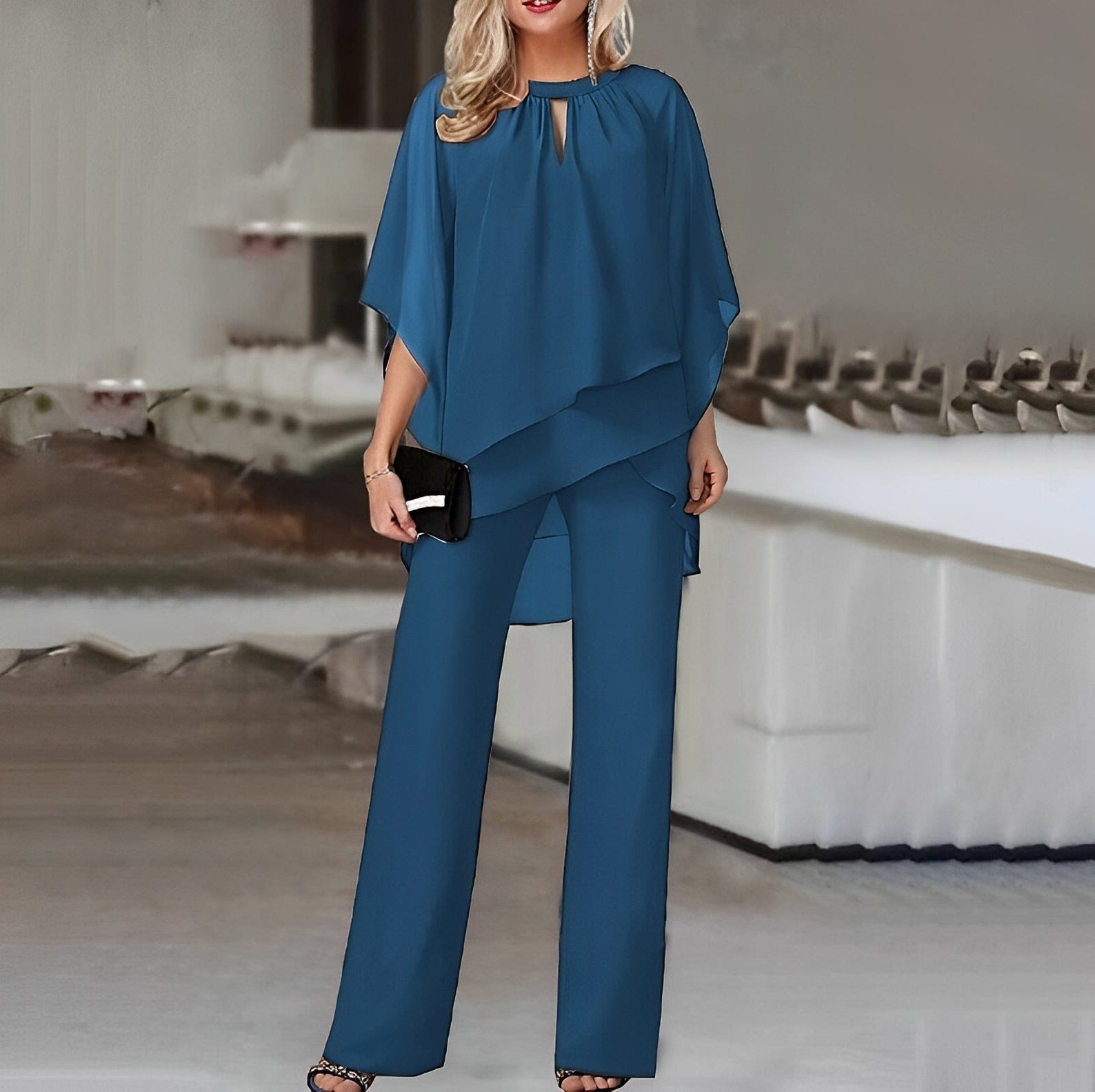 Women's Chiffon Wide Leg Two-Piece Set | Ulrica_8