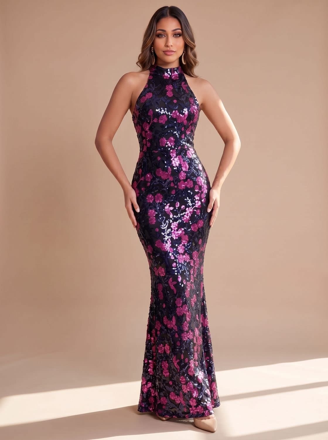 Women's Sequin Mermaid Christmas Party Maxi Dress | Morgan_2