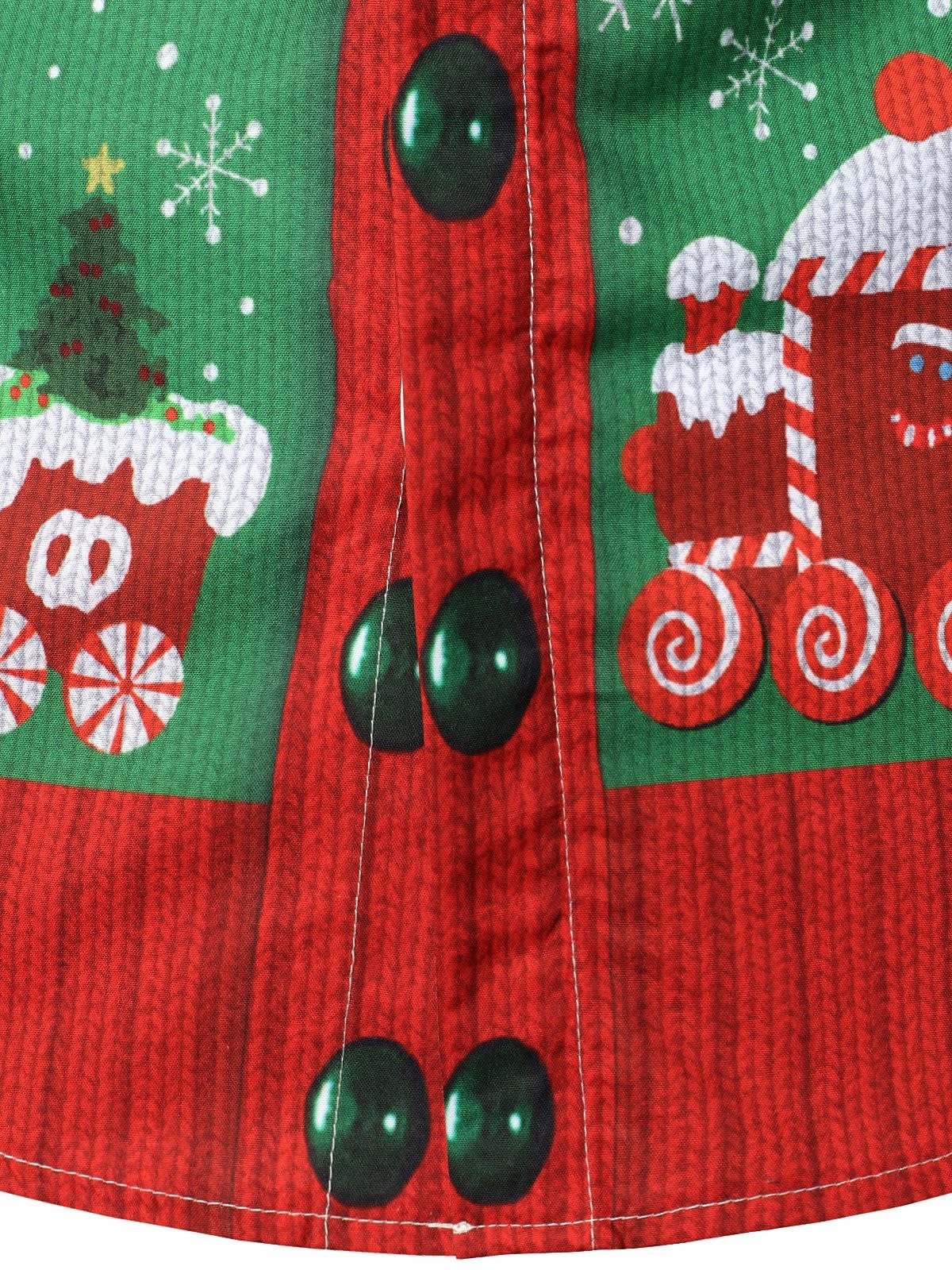 Men's Gingerbread Print Ugly Christmas Shirt | Patrick_4