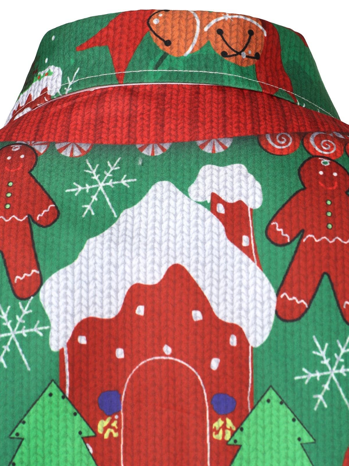 Men's Gingerbread Print Ugly Christmas Shirt | Patrick_6