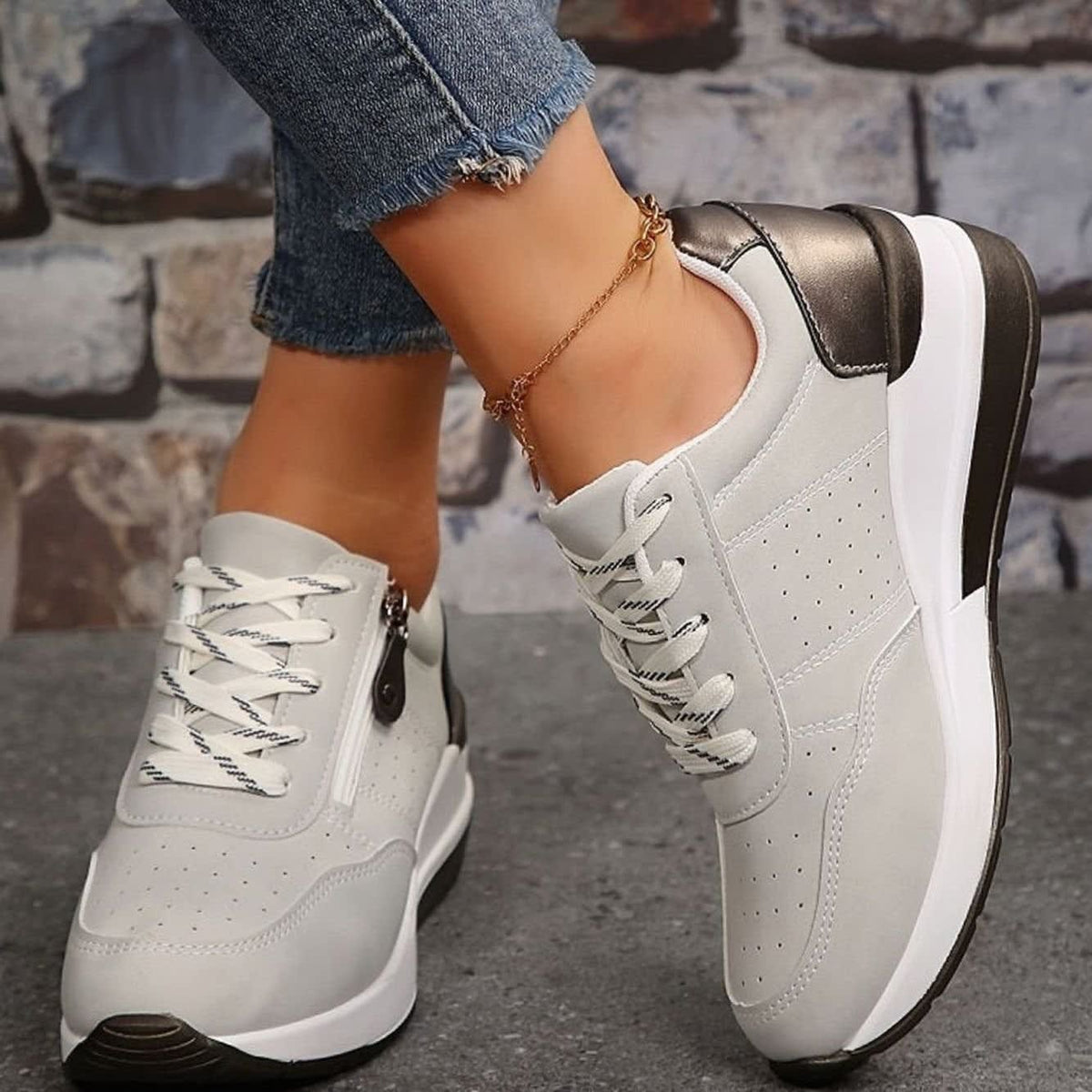 Women's Side Zip Wedge Orthopedic Trainers | Ginny_5